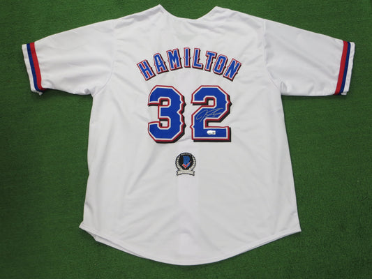 JOSH HAMILTON TEXAS RANGERS SIGNED WHITE JERSEY size 3XL BAS COA