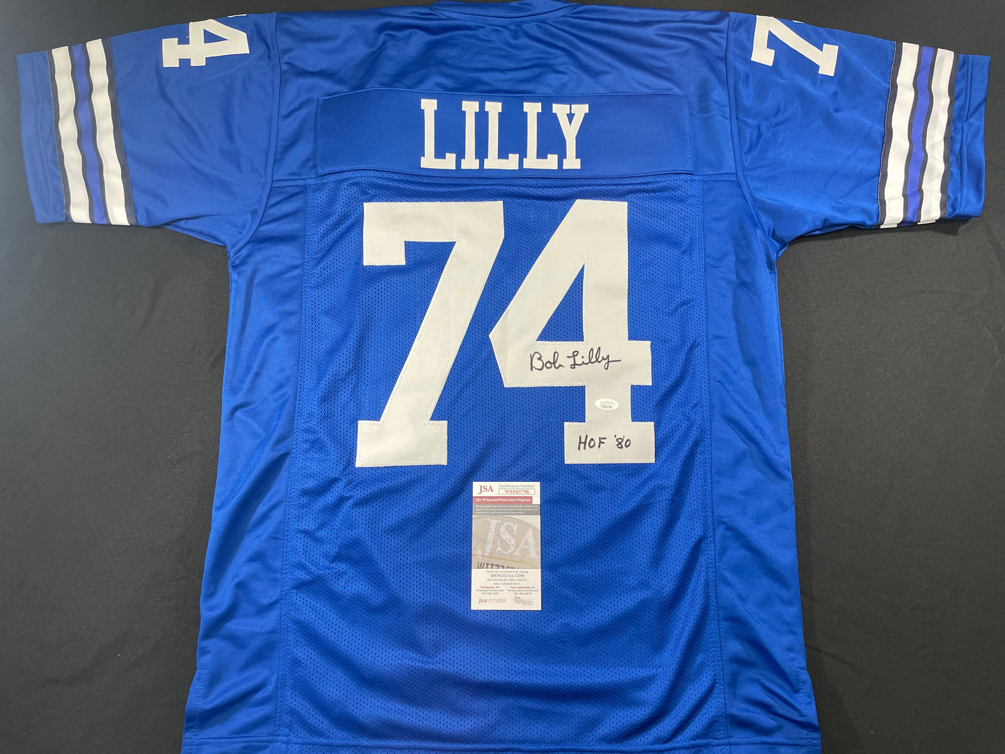 BOB LILLY DALLAS COWBOYS SIGNED TB JERSEY w/HOF80 JSA COA