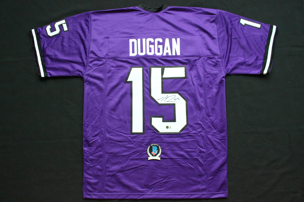 MAX DUGGAN TCU HORNED FROGS SIGNED Purple JERSEY BAS