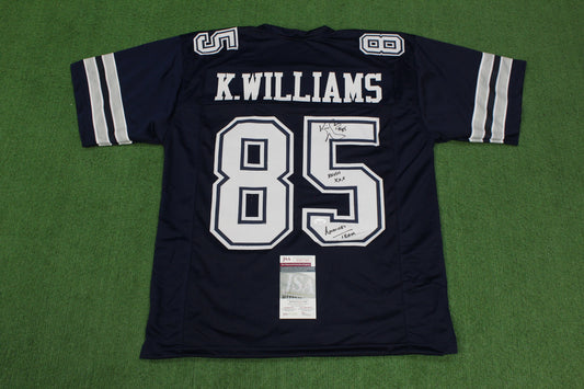 KEVIN WILLIAMS DALLAS COWBOYS SIGNED Blue JERSEY Hurricanes w/INSCs L JSA