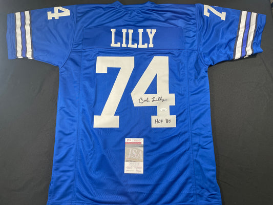 BOB LILLY DALLAS COWBOYS SIGNED TB JERSEY w/HOF80 JSA COA