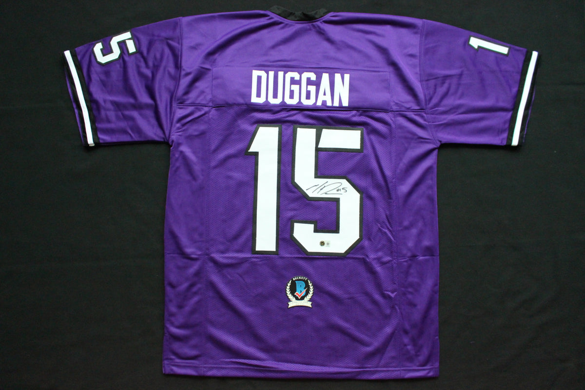 MAX DUGGAN TCU HORNED FROGS SIGNED Purple JERSEY BAS