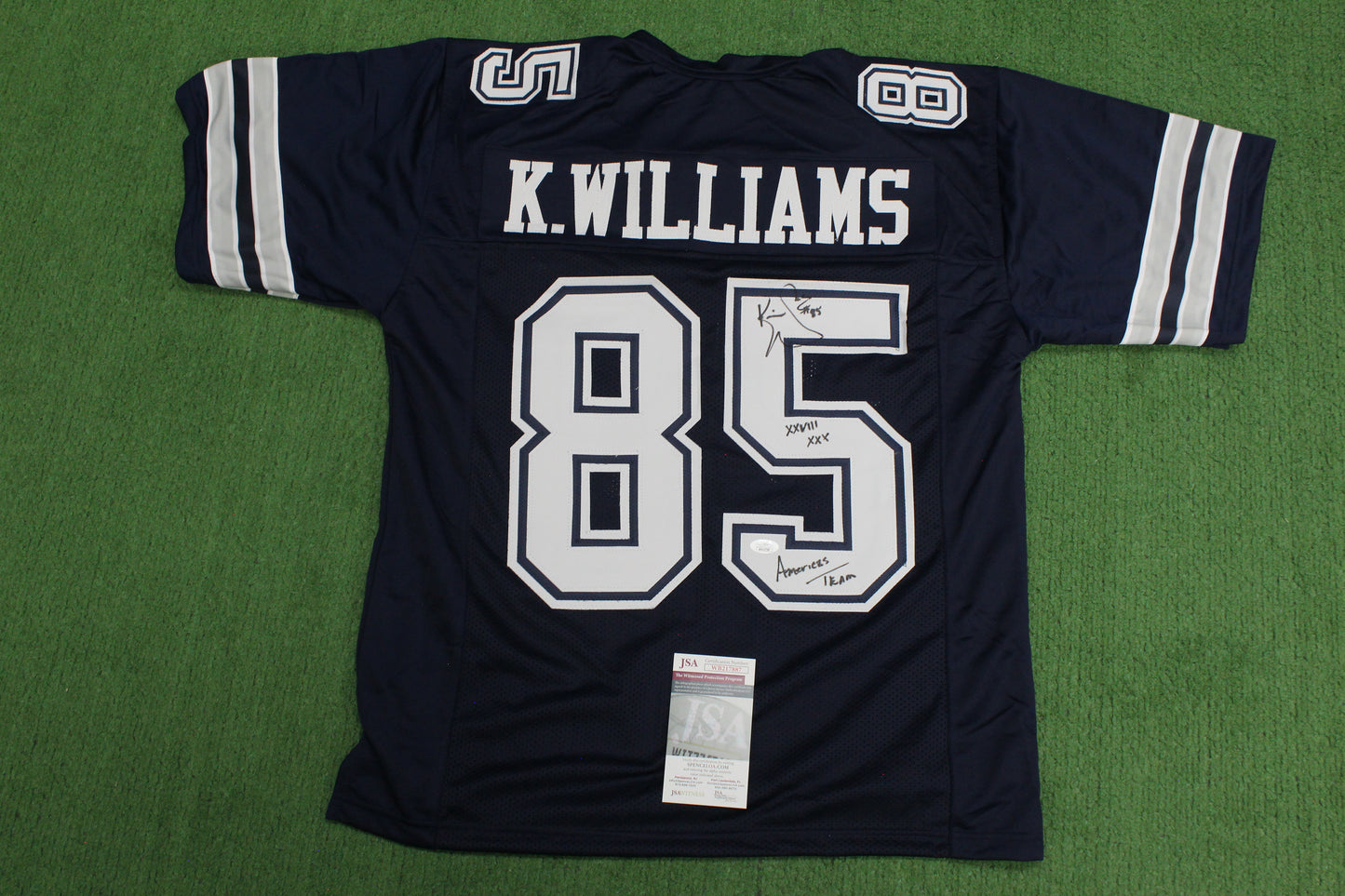 KEVIN WILLIAMS DALLAS COWBOYS SIGNED Blue JERSEY Hurricanes w/INSCs L JSA