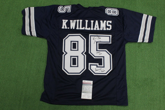 KEVIN WILLIAMS DALLAS COWBOYS SIGNED Blue JERSEY Hurricanes w/INSCs L JSA