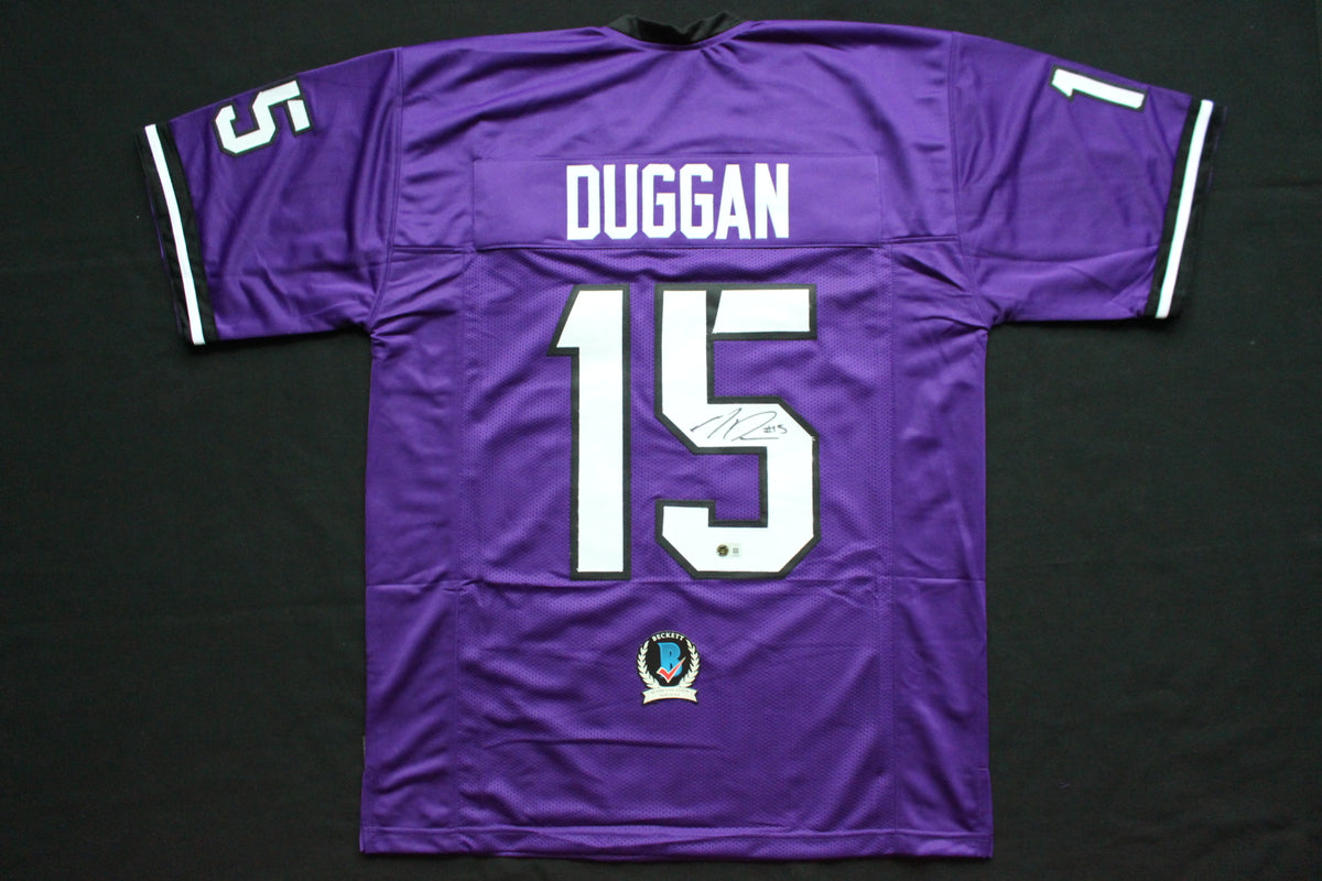 MAX DUGGAN TCU HORNED FROGS SIGNED Purple JERSEY BAS