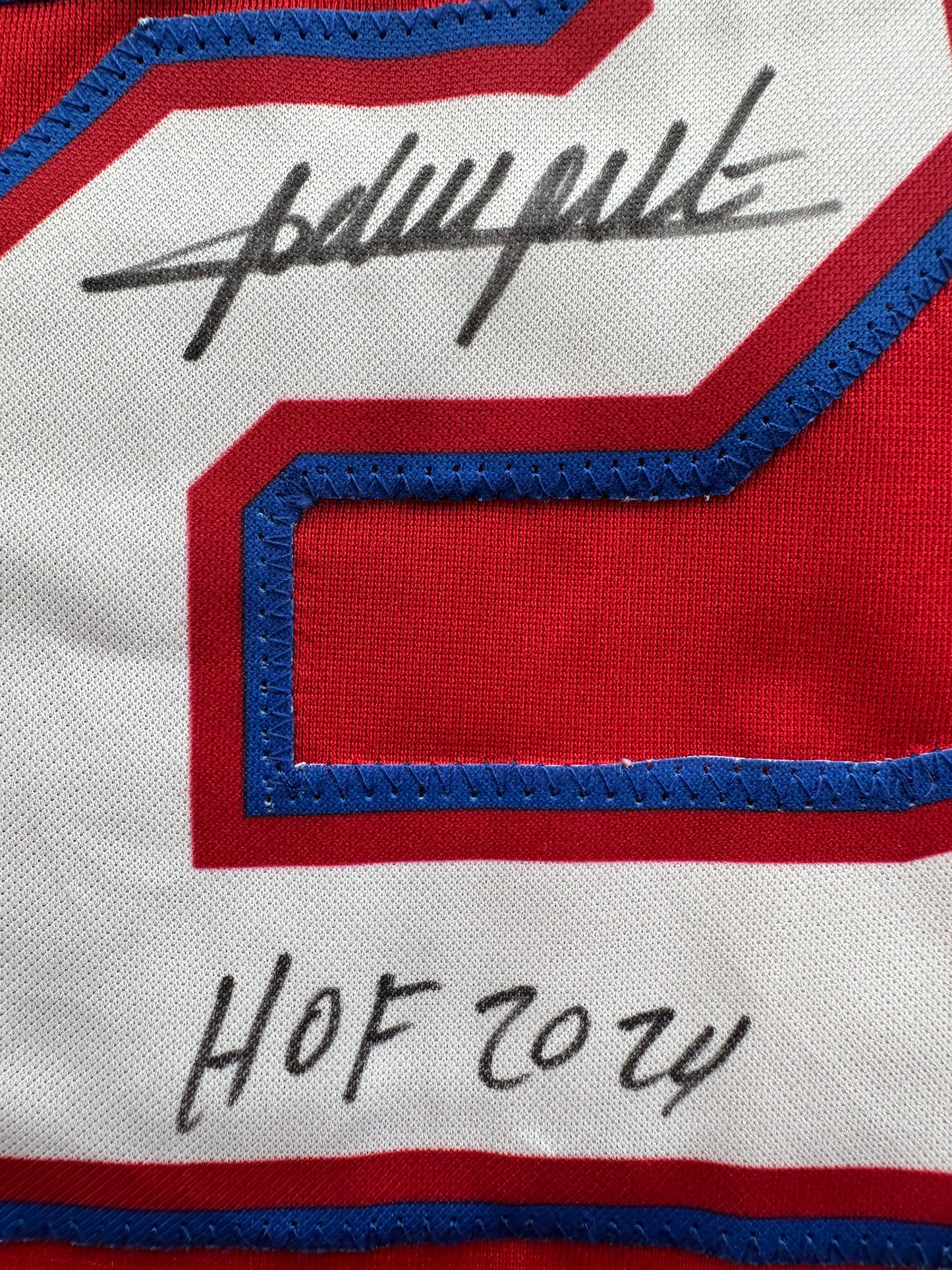 ADRIAN BELTRE SIGNED RED BASEBALL JERSEY Texas Rangers w/ "HOF 2024" BAS COA