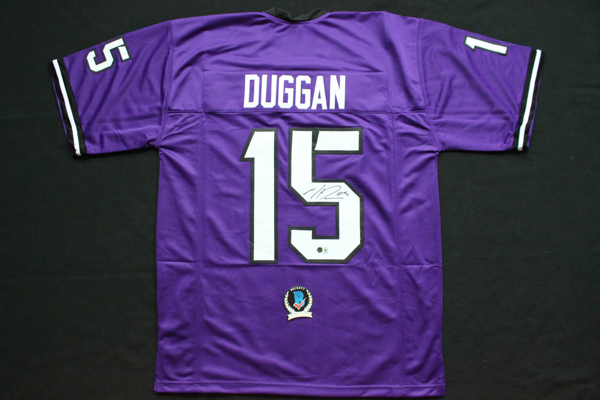 MAX DUGGAN TCU HORNED FROGS SIGNED Purple JERSEY BAS
