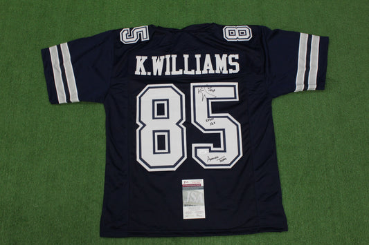 KEVIN WILLIAMS DALLAS COWBOYS SIGNED Blue JERSEY Hurricanes w/INSCs L JSA