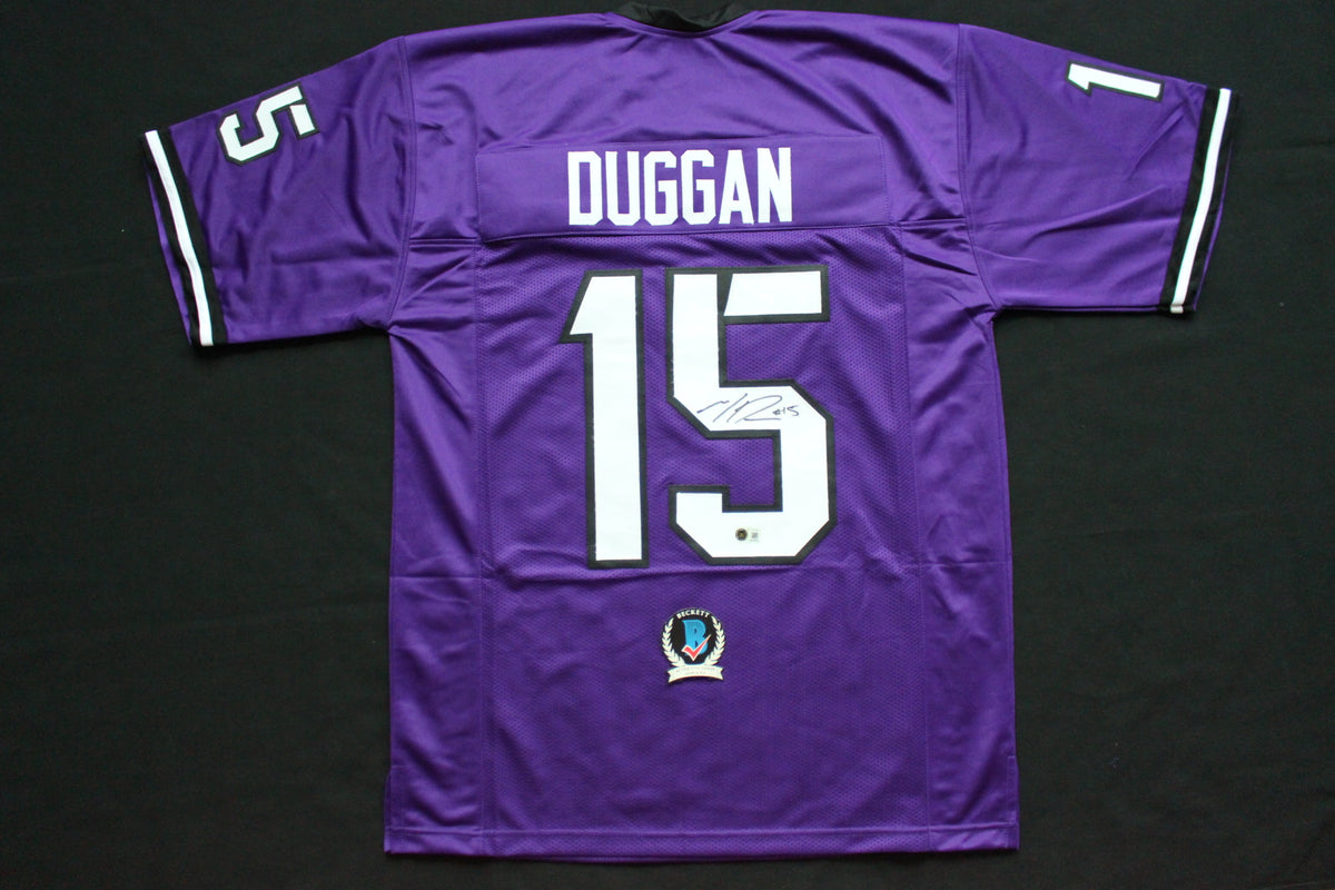 MAX DUGGAN TCU HORNED FROGS SIGNED Purple JERSEY BAS