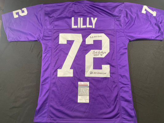 BOB LILLY TCU HORNED FROGS SIGNED JERSEY w/3INSC Dallas Cowboys JSA