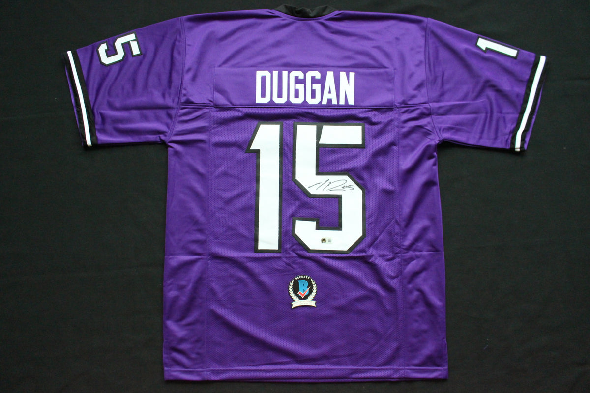 MAX DUGGAN TCU HORNED FROGS SIGNED Purple JERSEY BAS
