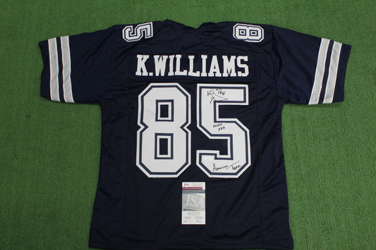 KEVIN WILLIAMS DALLAS COWBOYS SIGNED Blue JERSEY Hurricanes w/INSCs L JSA