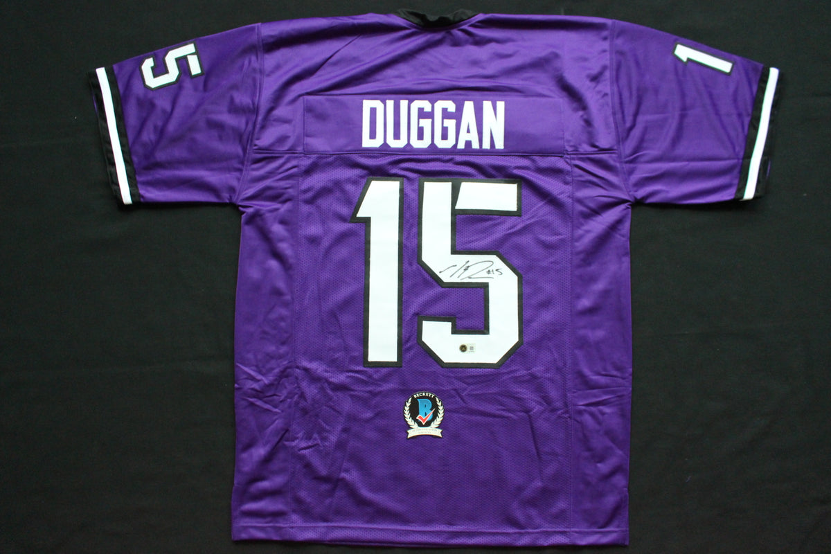 MAX DUGGAN TCU HORNED FROGS SIGNED Purple JERSEY BAS