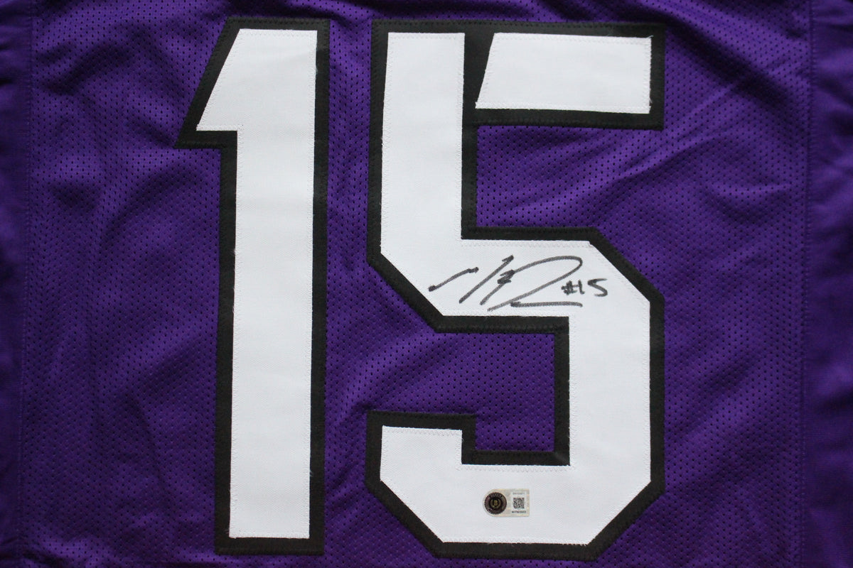 MAX DUGGAN TCU HORNED FROGS SIGNED Purple JERSEY BAS