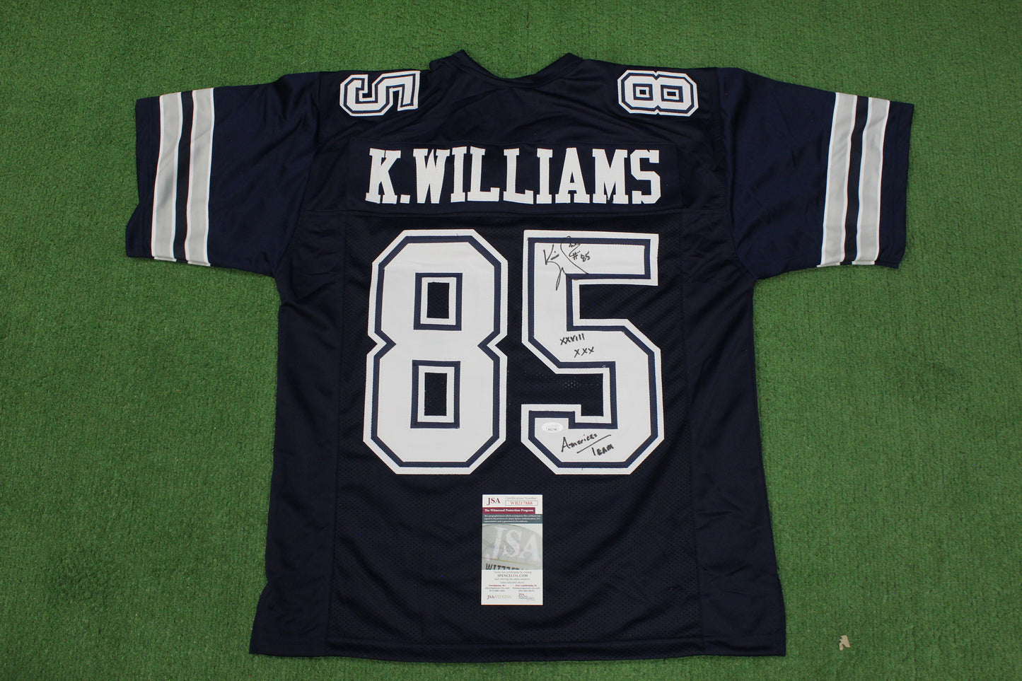 KEVIN WILLIAMS DALLAS COWBOYS SIGNED Blue JERSEY Hurricanes w/INSCs L JSA