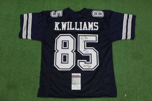 KEVIN WILLIAMS DALLAS COWBOYS SIGNED Blue JERSEY Hurricanes w/INSCs L JSA