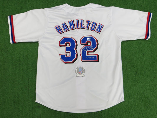 JOSH HAMILTON TEXAS RANGERS SIGNED WHITE JERSEY size XL w/ALMVP BAS COA