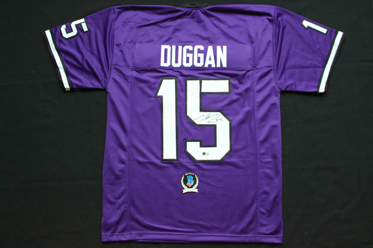 MAX DUGGAN TCU HORNED FROGS SIGNED Purple JERSEY BAS