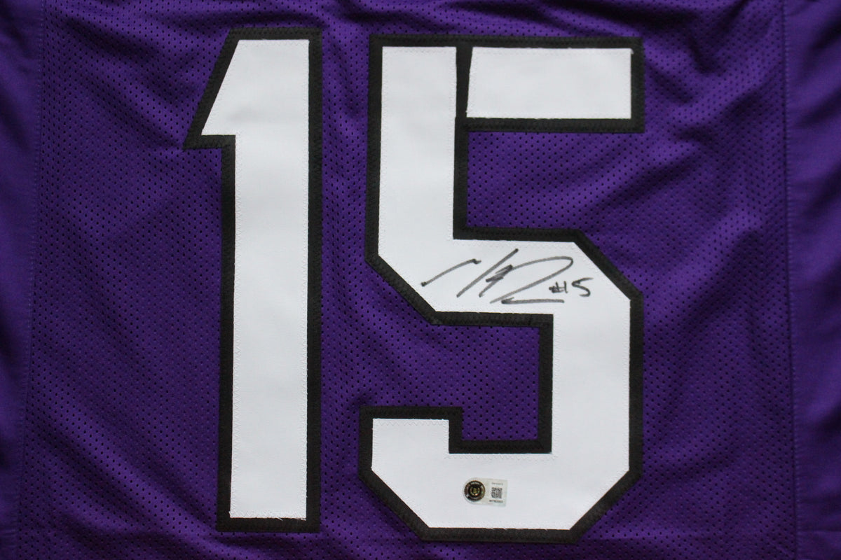 MAX DUGGAN TCU HORNED FROGS SIGNED Purple JERSEY BAS