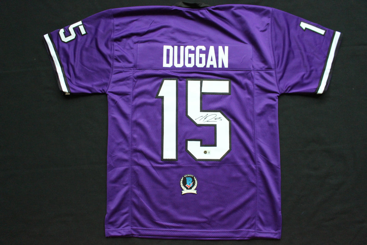 MAX DUGGAN TCU HORNED FROGS SIGNED Purple JERSEY BAS