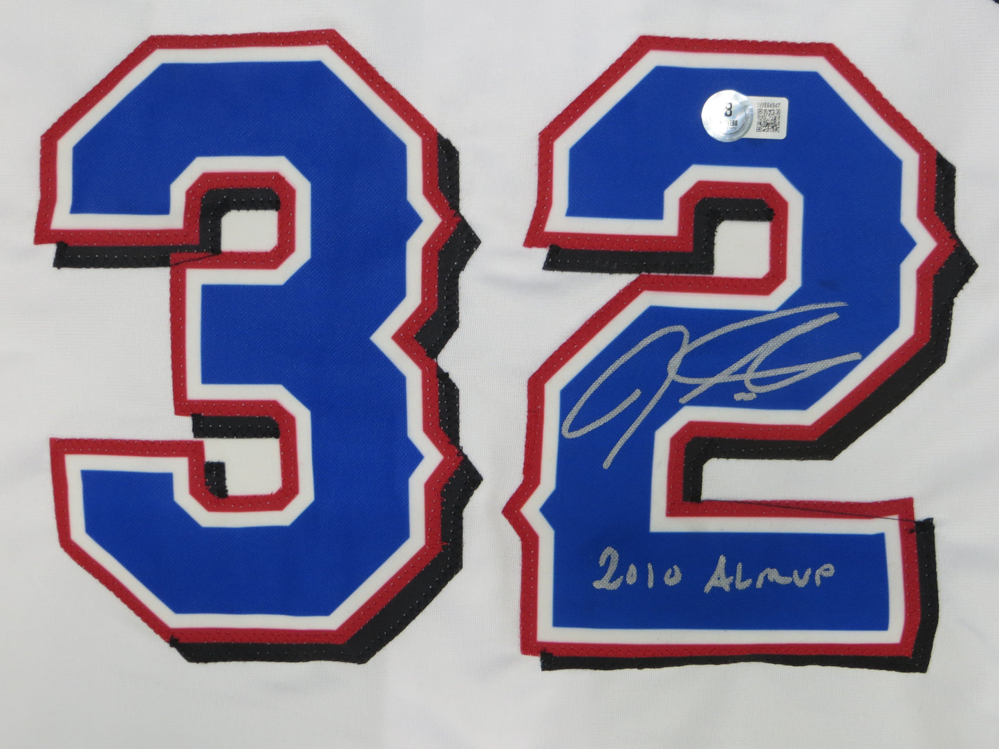 JOSH HAMILTON TEXAS RANGERS SIGNED WHITE JERSEY size XL w/ALMVP BAS COA