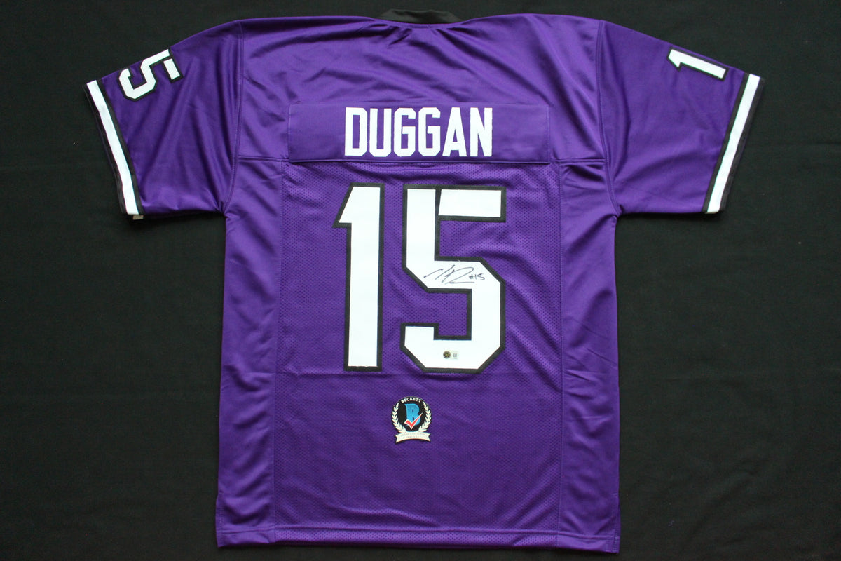 MAX DUGGAN TCU HORNED FROGS SIGNED Purple JERSEY BAS