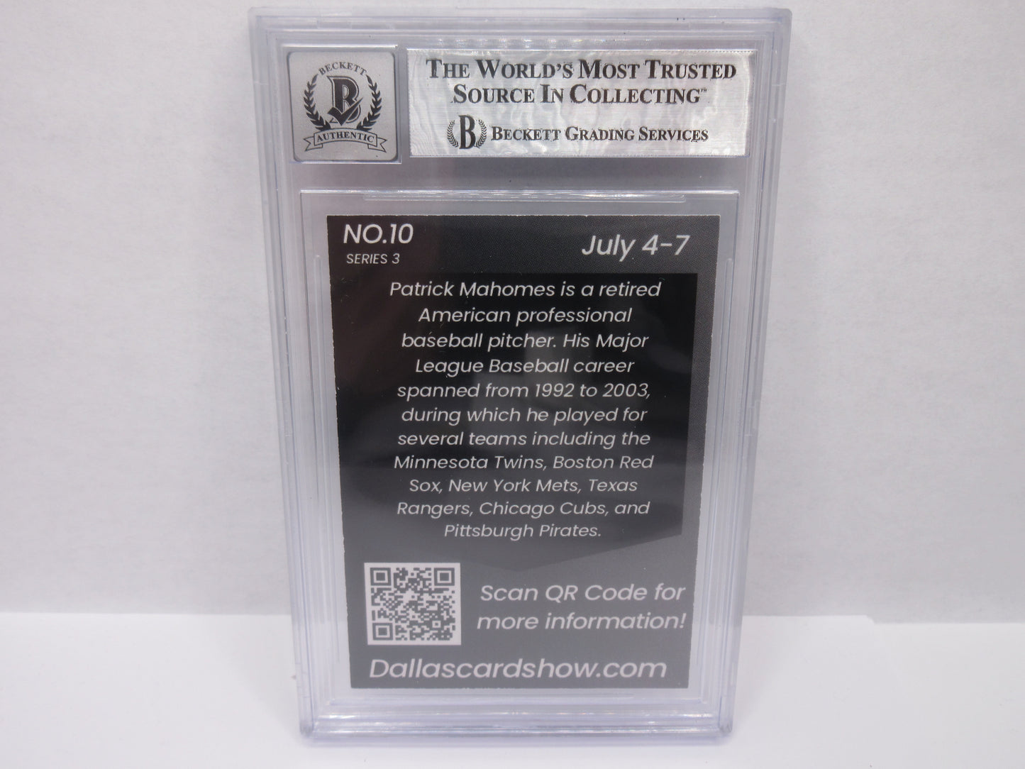 PAT MAHOMES SR SIGNED 2024 DCS Series 3 BGS BAS SLAB w/Who's Your Daddy AUTO 10