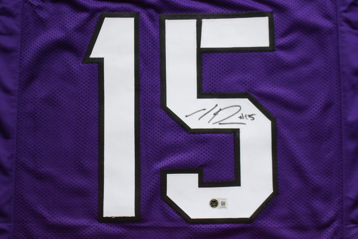 MAX DUGGAN TCU HORNED FROGS SIGNED Purple JERSEY BAS