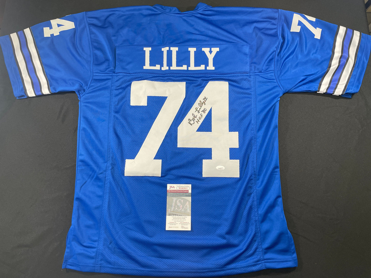 BOB LILLY DALLAS COWBOYS SIGNED Throwback JERSEY w/HOF80 JSA COA