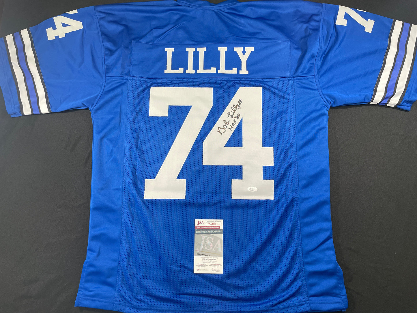 BOB LILLY DALLAS COWBOYS SIGNED Throwback JERSEY w/HOF80 JSA COA