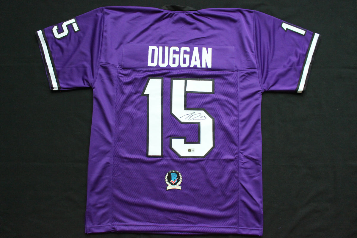 MAX DUGGAN TCU HORNED FROGS SIGNED Purple JERSEY BAS