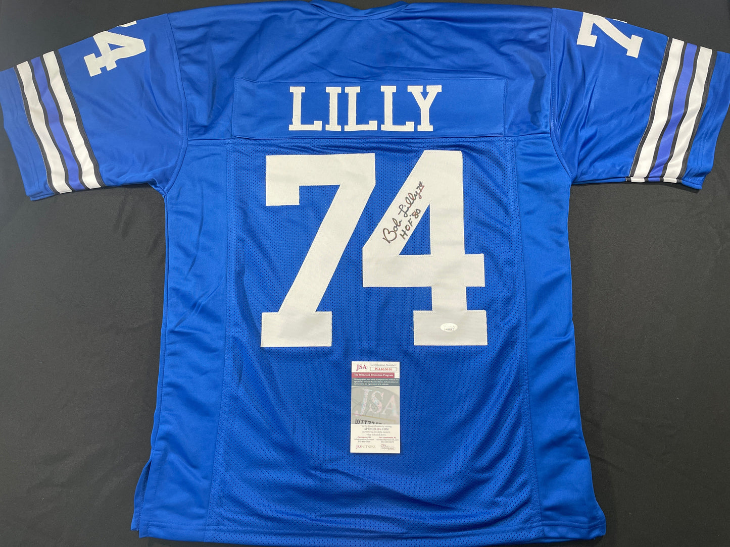 BOB LILLY DALLAS COWBOYS SIGNED Throwback JERSEY w/HOF80 JSA COA