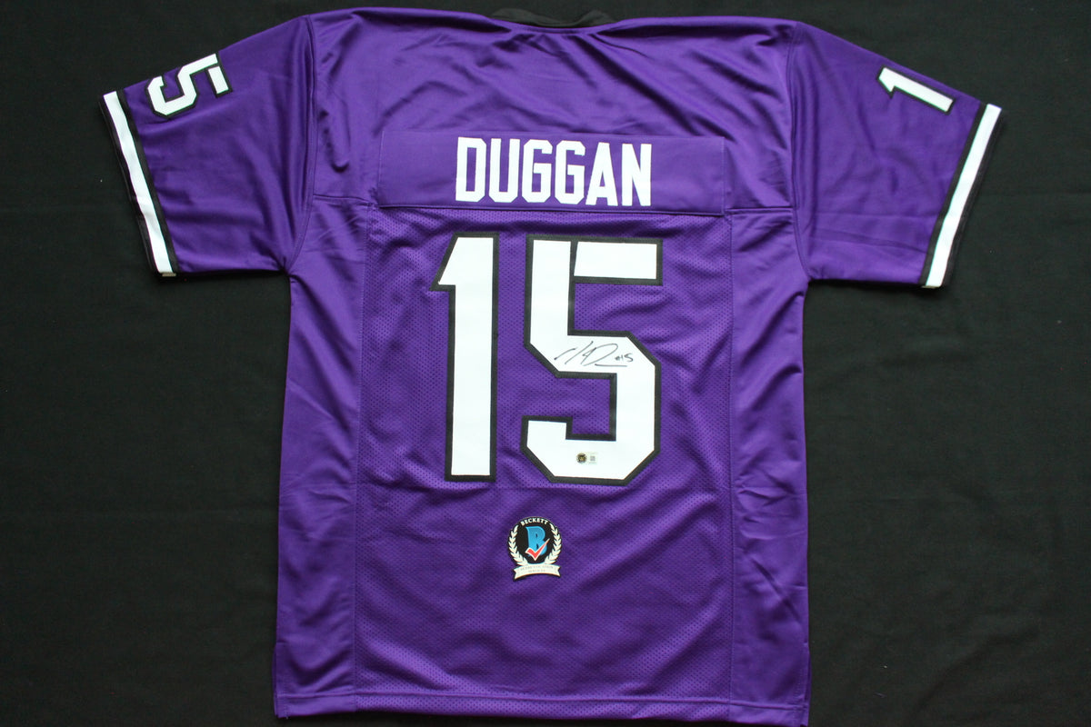 MAX DUGGAN TCU HORNED FROGS SIGNED Purple JERSEY BAS