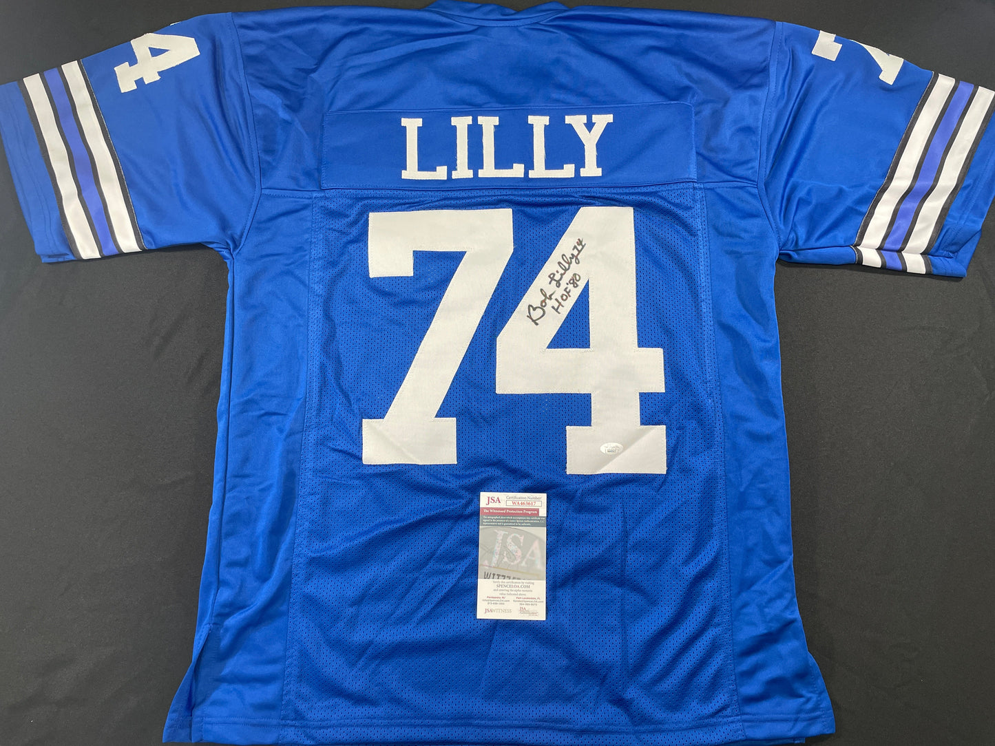 BOB LILLY DALLAS COWBOYS SIGNED Throwback JERSEY w/HOF80 JSA COA