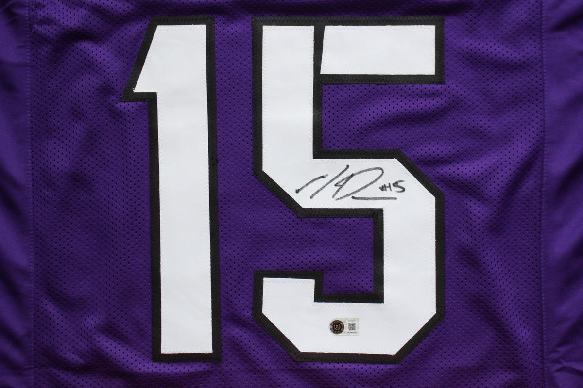MAX DUGGAN TCU HORNED FROGS SIGNED Purple JERSEY BAS