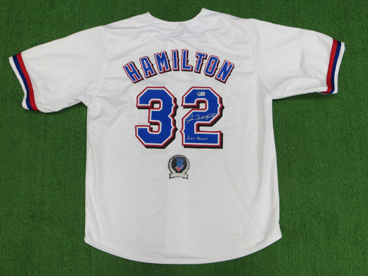JOSH HAMILTON TEXAS RANGERS SIGNED WHITE JERSEY size XL w/ALMVP BAS COA