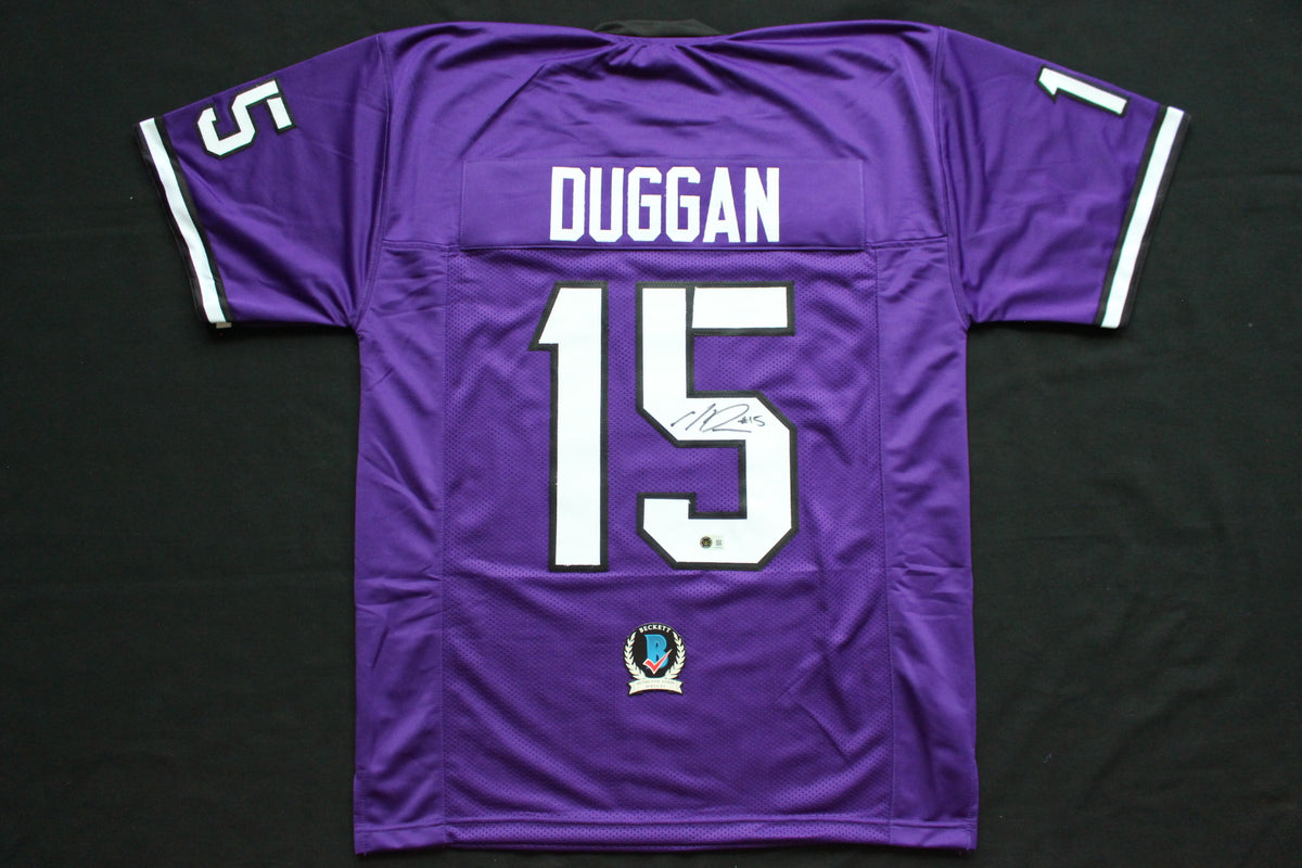 MAX DUGGAN TCU HORNED FROGS SIGNED Purple JERSEY BAS