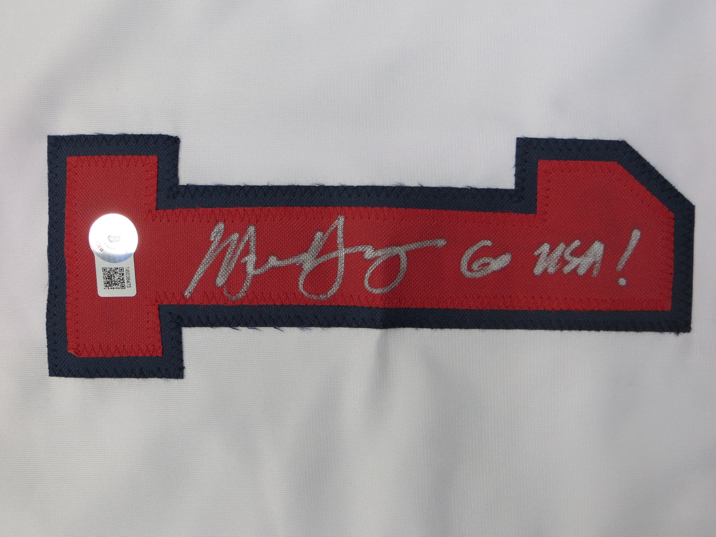 MICHAEL YOUNG TEXAS RANGERS USA BASEBALL SIGNED JERSEY w/INSC BAS