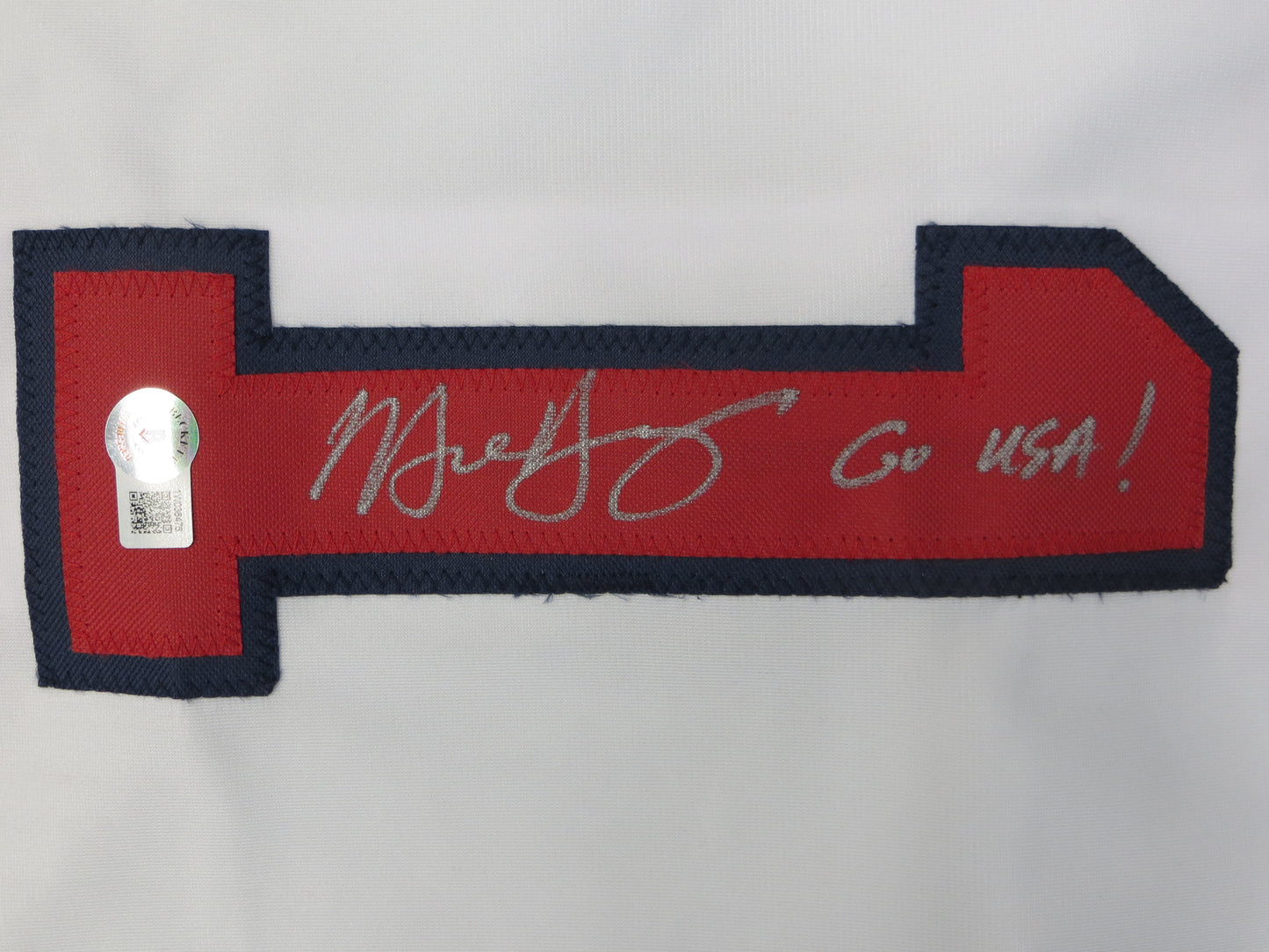 MICHAEL YOUNG TEXAS RANGERS USA BASEBALL SIGNED JERSEY w/INSC BAS