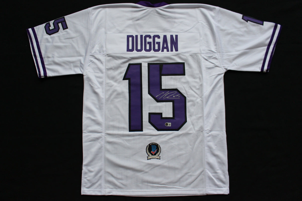 MAX DUGGAN TCU HORNED FROGS SIGNED White JERSEY BAS
