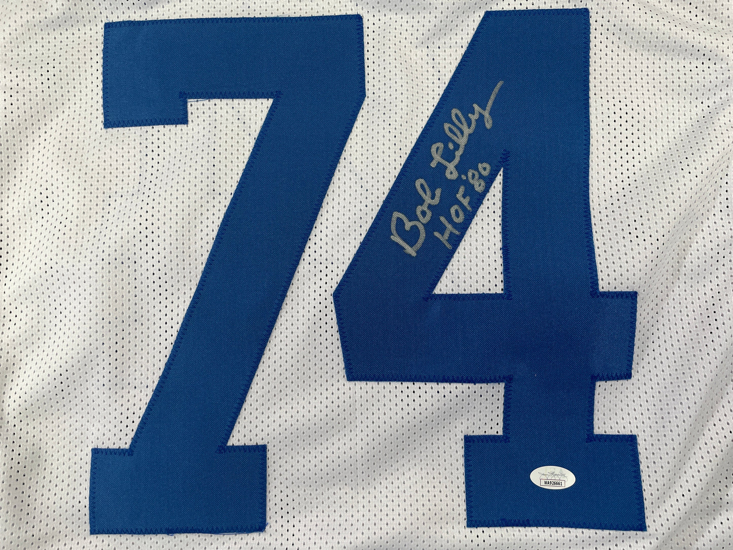BOB LILLY DALLAS COWBOYS SIGNED STAT FOOTBALL JERSEY w/HOF JSA