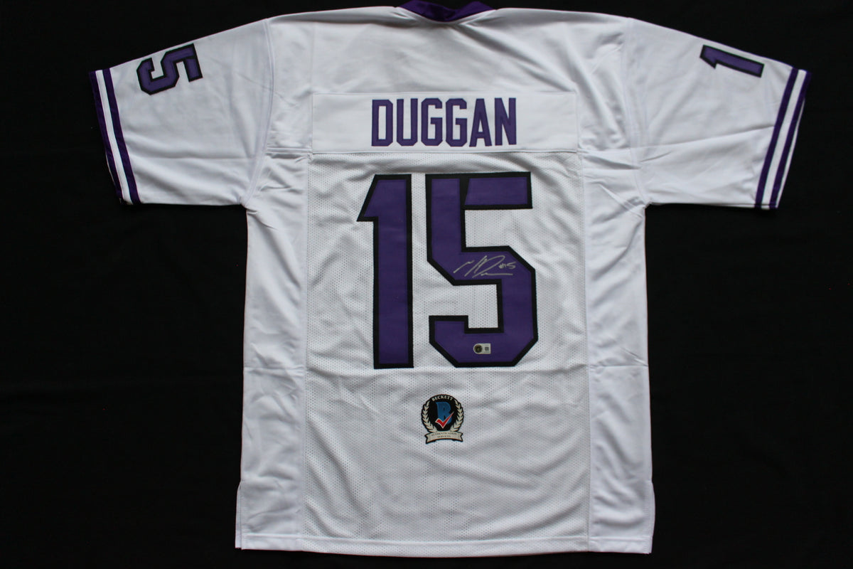 MAX DUGGAN TCU HORNED FROGS SIGNED White JERSEY BAS