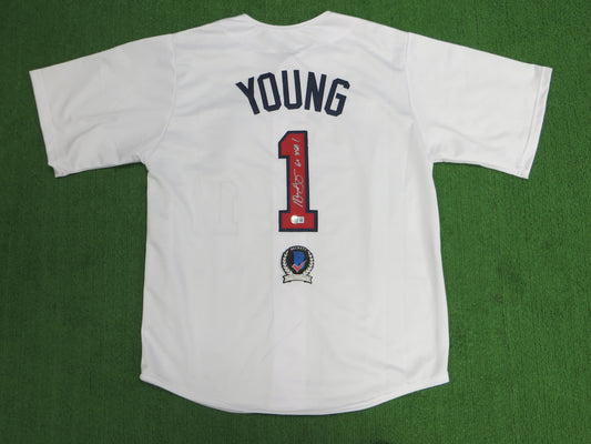 MICHAEL YOUNG TEXAS RANGERS USA BASEBALL SIGNED JERSEY w/INSC BAS