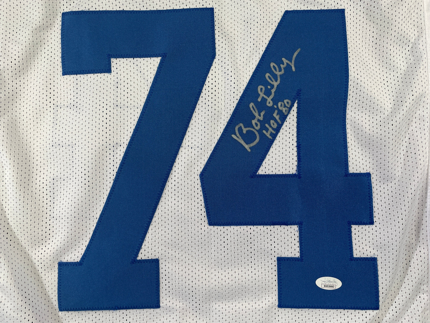 BOB LILLY DALLAS COWBOYS SIGNED STAT FOOTBALL JERSEY w/HOF JSA