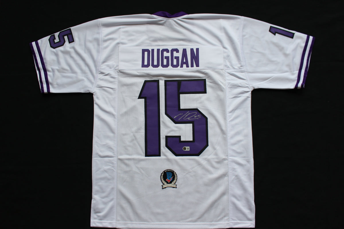 MAX DUGGAN TCU HORNED FROGS SIGNED White JERSEY BAS