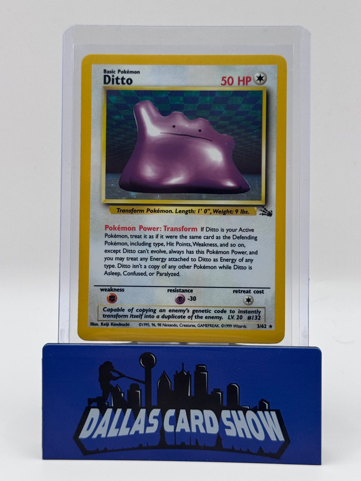 1999 Pokemon - Ditto (Holo) - 3/62 Fossil LP