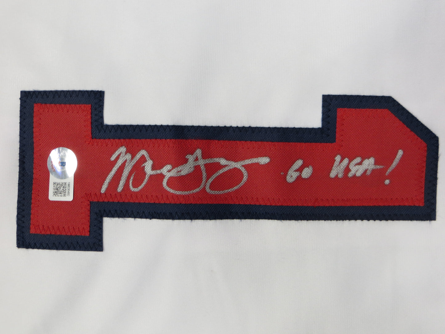 MICHAEL YOUNG TEXAS RANGERS USA BASEBALL SIGNED JERSEY w/INSC BAS