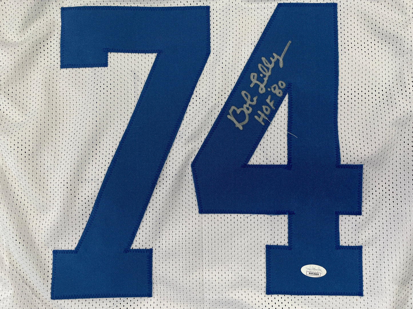 BOB LILLY DALLAS COWBOYS SIGNED STAT FOOTBALL JERSEY w/HOF JSA
