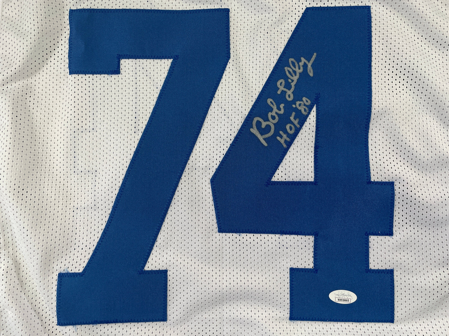 BOB LILLY DALLAS COWBOYS SIGNED STAT FOOTBALL JERSEY w/HOF JSA