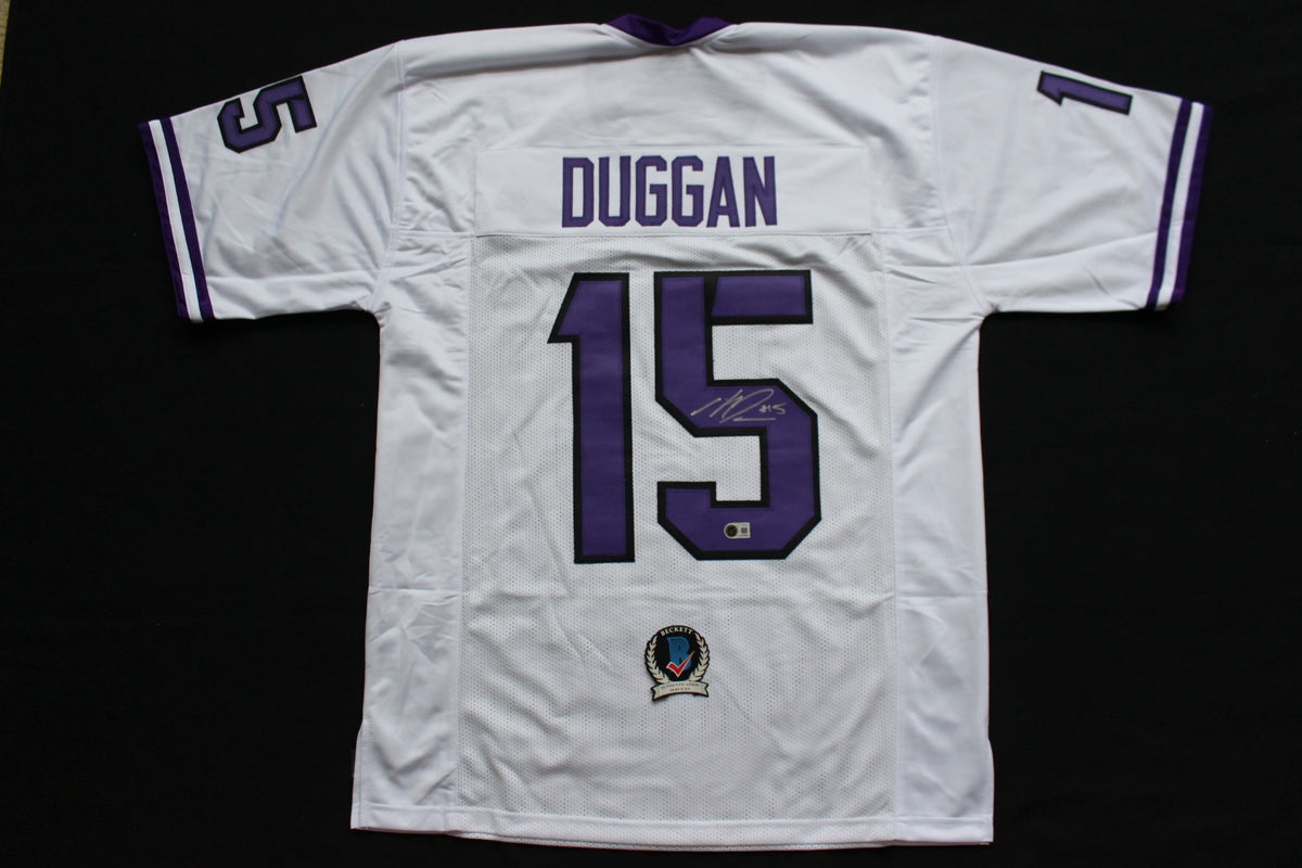 MAX DUGGAN TCU HORNED FROGS SIGNED White JERSEY BAS